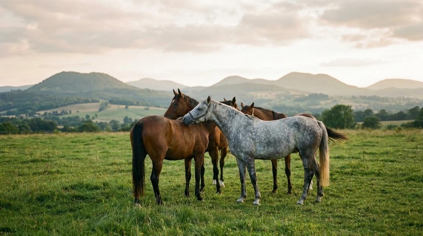 Les chevaux du B.E. Equi Be Happy 63 en liberté, Puy-de-Dôme